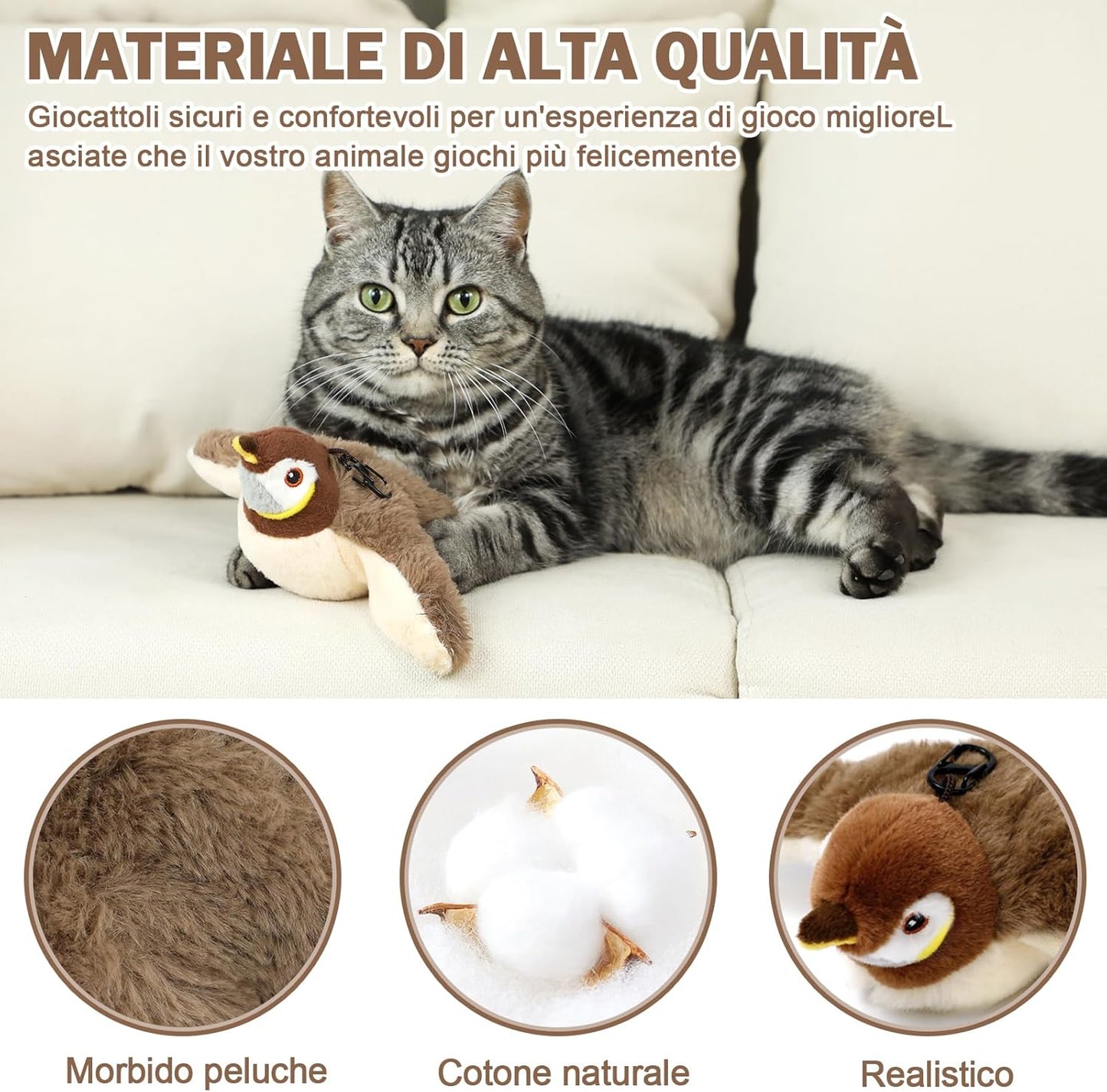 Juguete realista con sonido y movimiento para gatos
